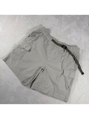 Huk Fishing Creekbed Cargo Performance Shorts Belted Lightweight Mens M Khaki Sa